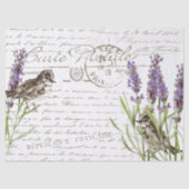 Lavender Bird Postcard Französisches Skriptdekoupa Seidenpapier (Vorderseite)