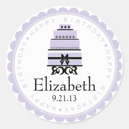 Lavender Birthday Cake Runder Aufkleber (Vorderseite)