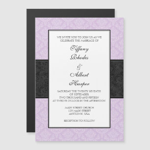 Lavender Black Damask Magnetic Wedites Magneteinladung