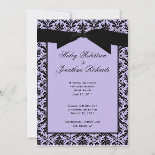 Lavender Black Damask Post Wedding Celebration Einladung