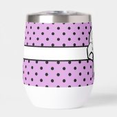 Lavender Black Polka Dot White Bow Personalisiert (Vorderseite)