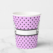 Lavender Black Polka Dot White Bow Personalisiert Pappbecher (Rechts)