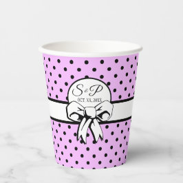 Lavender Black Polka Dot White Bow Personalisiert Pappbecher