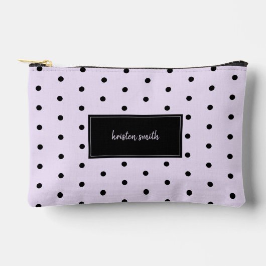 Lavender Black Polka Dots Muster Zubehörtasche (Vorderseite)