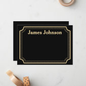 Lavender Black Retro Bold Serif Desk Name Plate Mitteilungskarte (Vorderseite/Rückseite Beispiel)