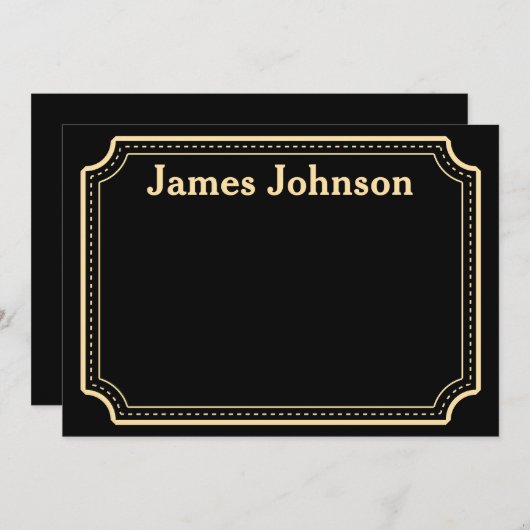 Lavender Black Retro Bold Serif Desk Name Plate Mitteilungskarte (Vorne/Hinten)