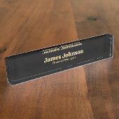 Lavender Black Retro Bold Serif Desk Name Plate Namensplakette (Seite)