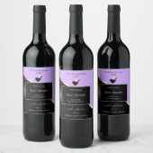 Lavender Black Wavy Rose Gold Hearts Produktlabel Weinetikett (Flaschen)