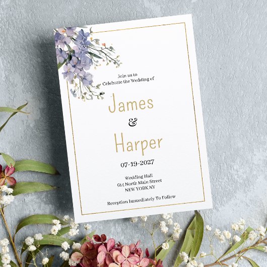 Lavender blauen Sommerhochzeit der Wildblume Einladung