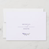 Lavender Bliss Elegante Aquarell Empfang Card Einladung (Rückseite)