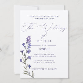 Lavender Bliss Elegante Hochzeit im Wasserfarbenbe Einladung