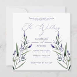 Lavender Bliss Elegante Hochzeit im Wasserfarbenbe Einladung