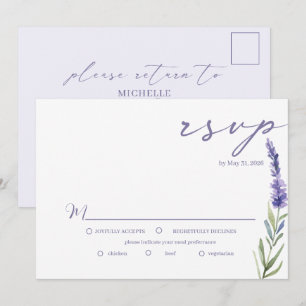 Lavender Bliss Elegante Watercolor Wedding RSVP Einladung