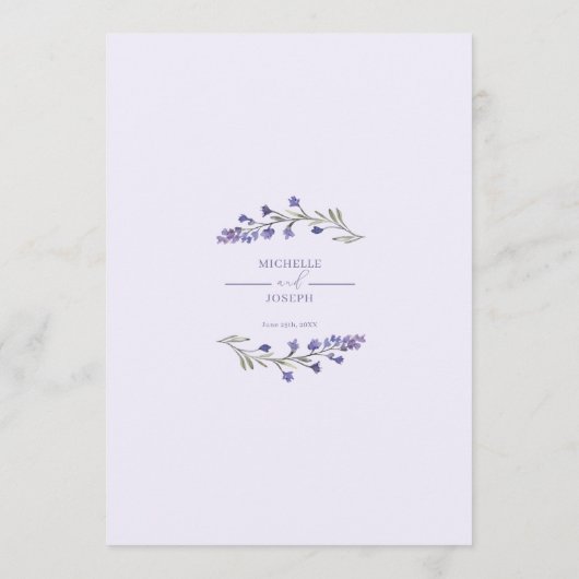 Lavender Bliss Elegantes Aquarellprogramm Programm (Rückseite)