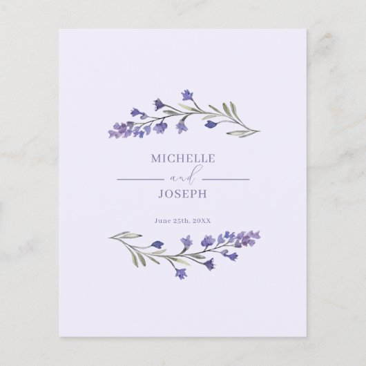 Lavender Bliss Elegantes Hochzeitsprogramm für Was (Rückseite)