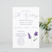 Lavender Bliss Elegantes Hochzeitsprogramm für Was (Stehend Vorderseite)