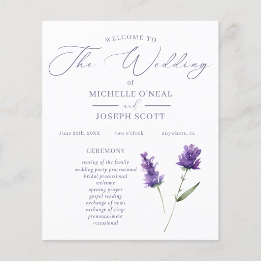 Lavender Bliss Elegantes Hochzeitsprogramm für Was (Vorderseite)