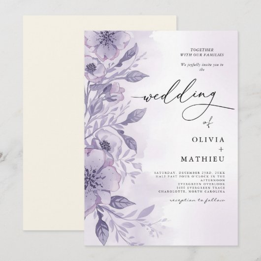 Lavender Bloom Blüh Wedding Einladung (Vorne/Hinten)