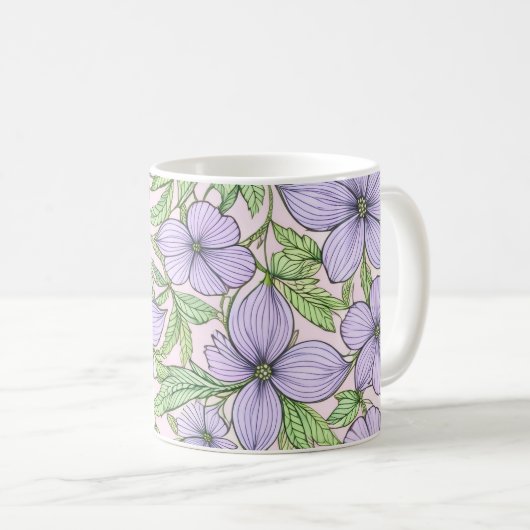 Lavender Bloom Floral Kaffeetasse (VorderseiteRechts)