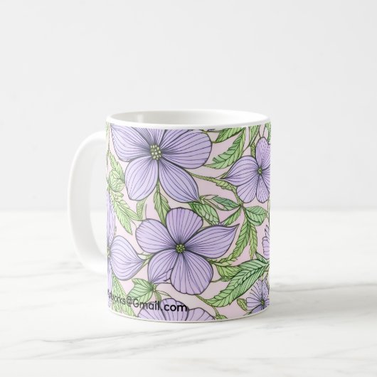 Lavender Bloom Floral Kaffeetasse (Vorderseite Links)
