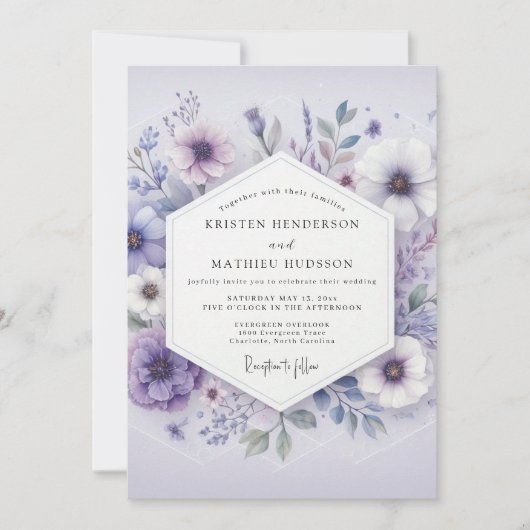 Lavender Bloom Meadow Wedding Einladung (Vorderseite)