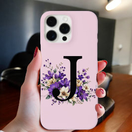 Lavender Bloom: Mit Monogramm erste "J" iPhone 16 Pro Max Hülle