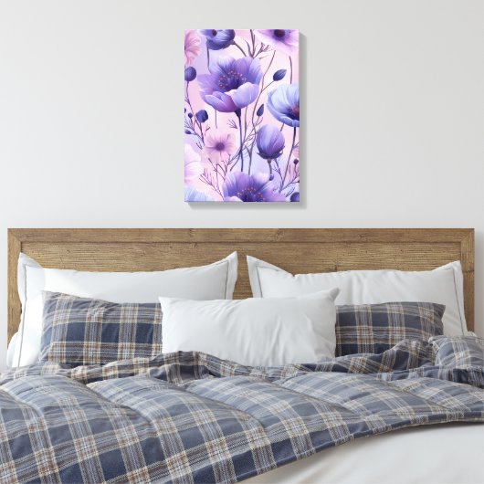 Lavender Bloom: Purple Haze Anemones Print Leinwanddruck (Insitu (Schlafzimmer))