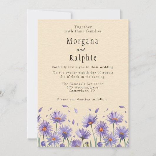 Lavender Bloom Wasserfarbe Wildblumen Hochzeit Einladung (Vorderseite)