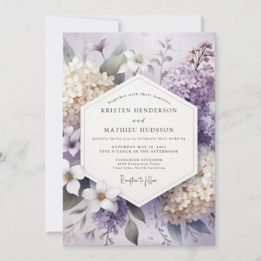 Lavender Blossom Floral Wedding Einladung (Vorderseite)