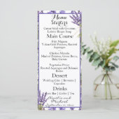 Lavender Blossom Garden Wedding Menükarte (Stehend Vorderseite)