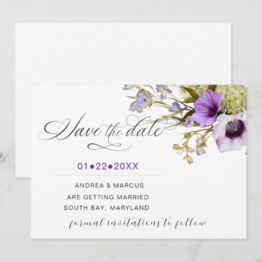 Lavender Blossom Whispers Save The Date (Vorne/Hinten)