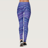 Lavender Blue Abstract Waves Pattern Leggings (Rückseite)