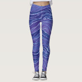Lavender Blue Abstract Waves Pattern Leggings (Vorderseite)