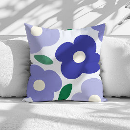 Lavender Blue Abstrakt Retro Blume Muster Kissen