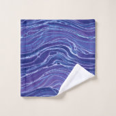 Lavender Blue Abstrakt Waves Muster Badhandtuch Set (Waschlappen)