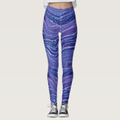 Lavender Blue Abstrakt Waves Muster Leggings (Vorderseite)