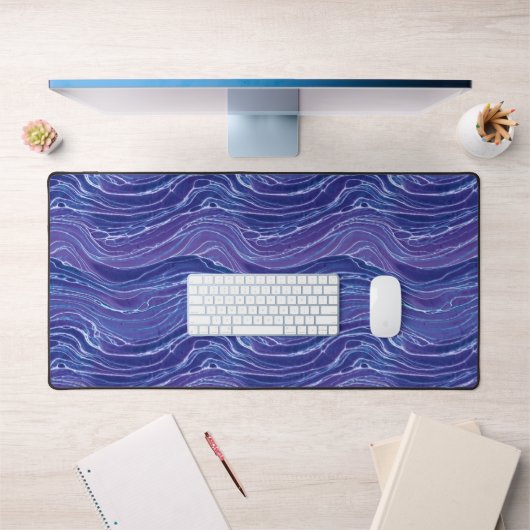 Lavender Blue Abstrakt Waves Muster Schreibtischunterlage (Büro 1)