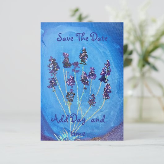 Lavender Blue Customizable Save The Date (Stehend Vorderseite)