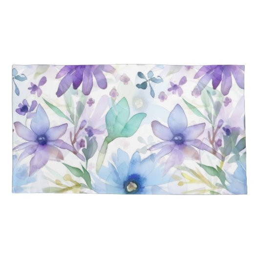 Lavender & Blue Floral Kissenbezug (Rückseite-Links)