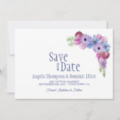 Lavender Blue Floral Wedding Save the Date (Vorderseite)