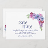 Lavender Blue Floral Wedding Save the Date (Vorne/Hinten)