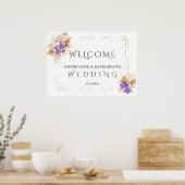 Lavender Blue Flowers Gold Wedding Willkommenszeic Poster (Küche)