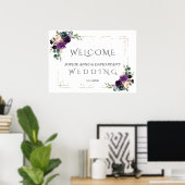 Lavender Blue Flowers Gold Wedding Willkommenszeic Poster (Heimbüro)