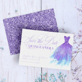 Lavender & Blue Glitzer Girly Dress Quinceanera Save The Date