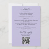 Lavender Blue Gold Lila in 1 QR Code Wedding Einladung (Rückseite)