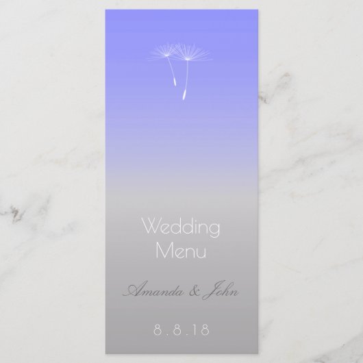 Lavender Blue Gray Ombre Wedding Menu Menükarte (Vorderseite)