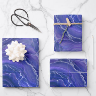 Lavender Blue Marble Acrylic Abstrakt Geschenkpapier Set