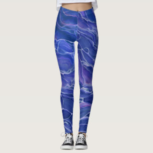 Lavender Blue Marble Acrylic Abstrakt Leggings