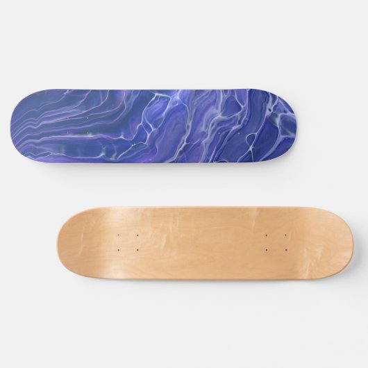 Lavender Blue Marble Acrylic Abstrakt Skateboard (Horizontal)