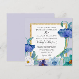 Lavender Blue n White Water color Floral Poppe Lea Einladung